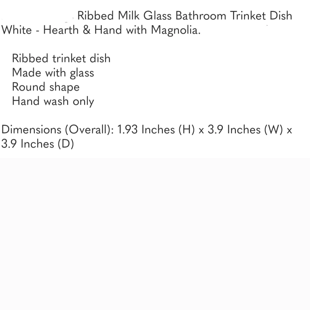 Hearth & Hand NWT Milk Glass Ribbed Trinket Dish In White